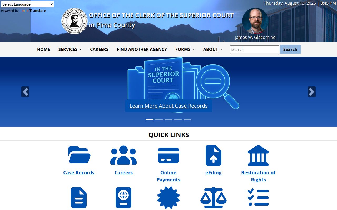 Pima County court docket Clerk of Superior Court homepage