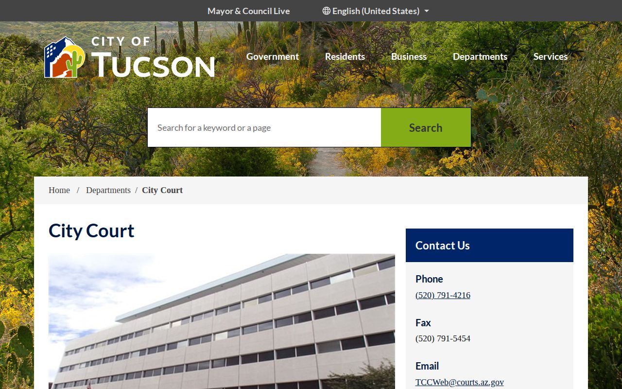 Tucson court docket services at Tucson City Court